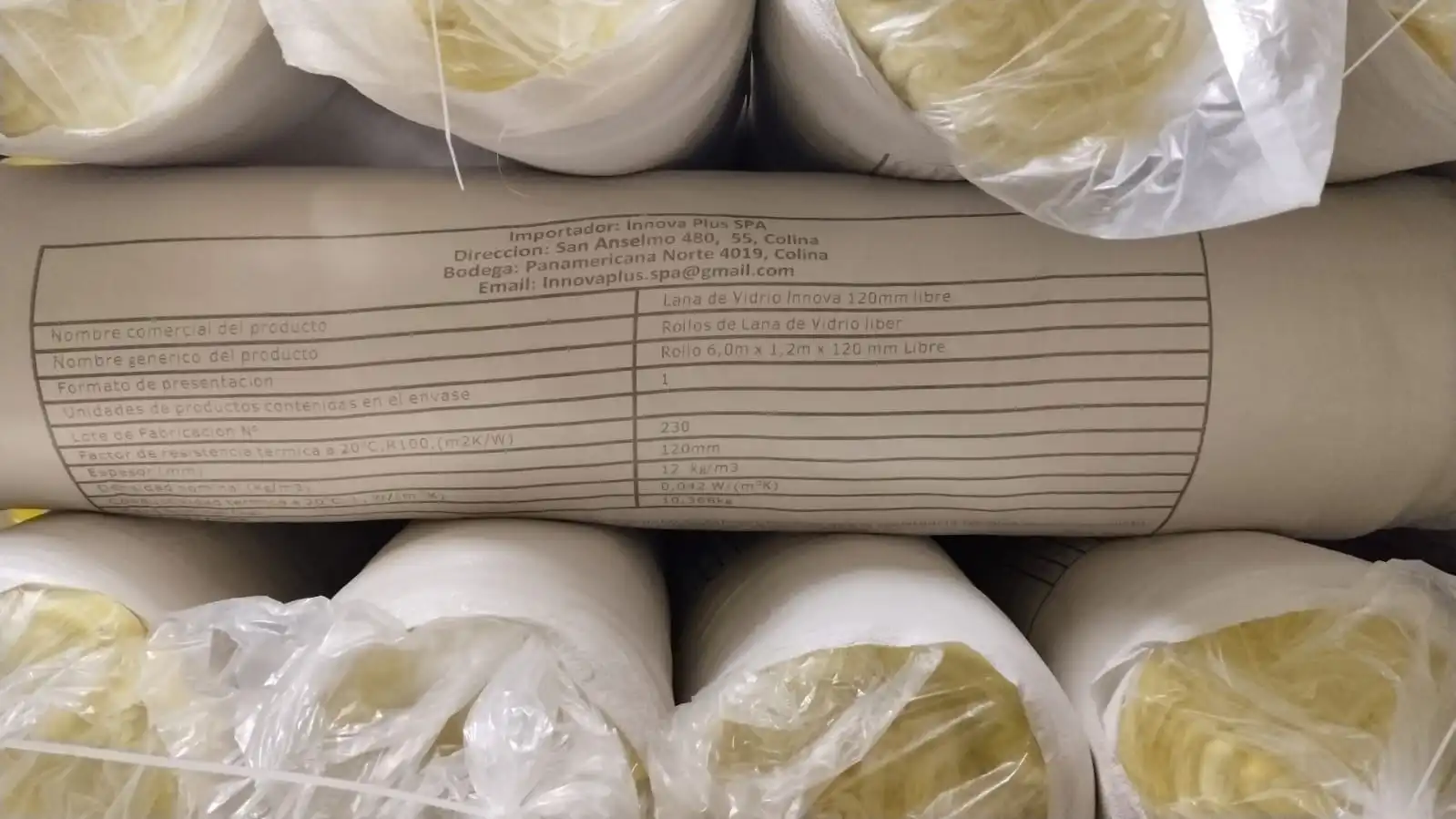 Rollo de Lana de Vidrio 120mm sin aluminio - 7.2m²